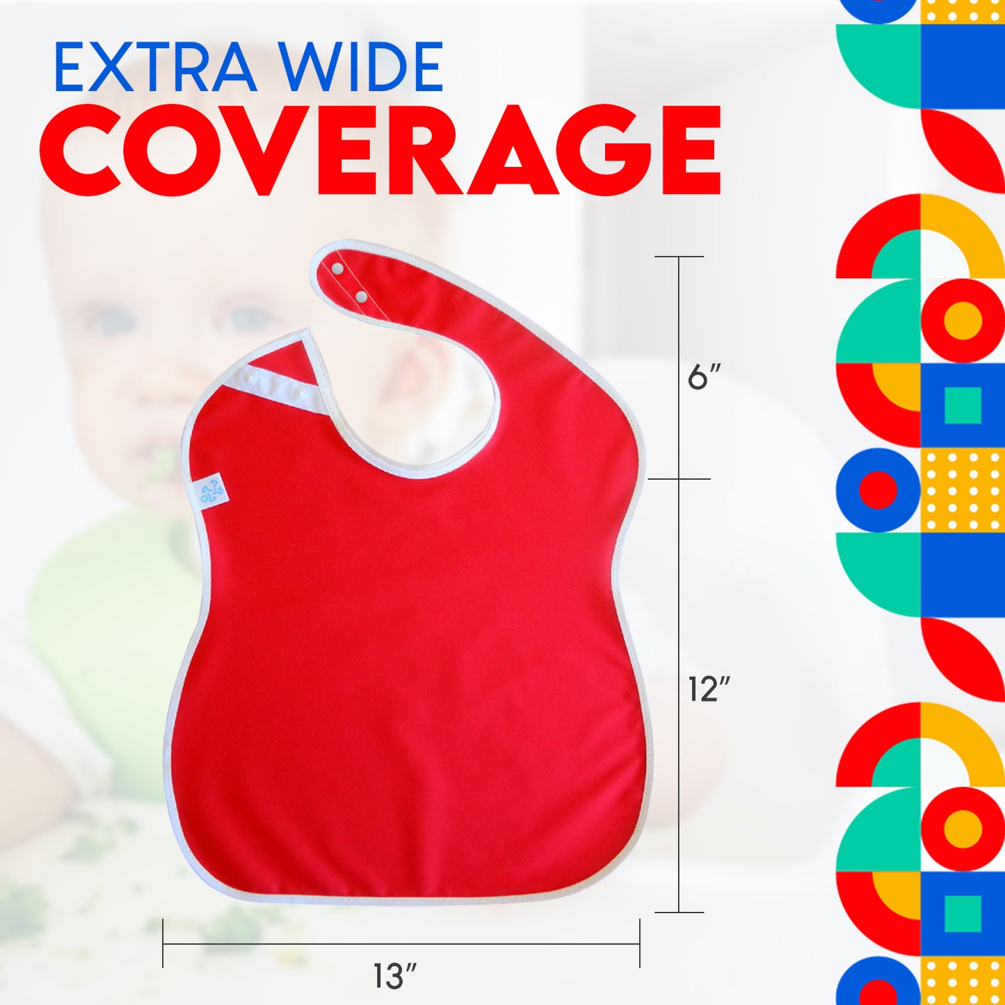 Large Waterproof Toddler Bibs with Snap Buttons - Outdoor Colors