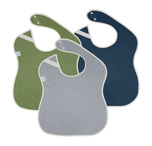 Large Waterproof Toddler Bibs with Snap Buttons - Outdoor Colors