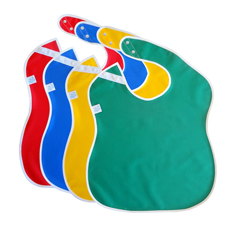 Large Waterproof Toddler Bibs with Snap Buttons - Primary Colors ...
